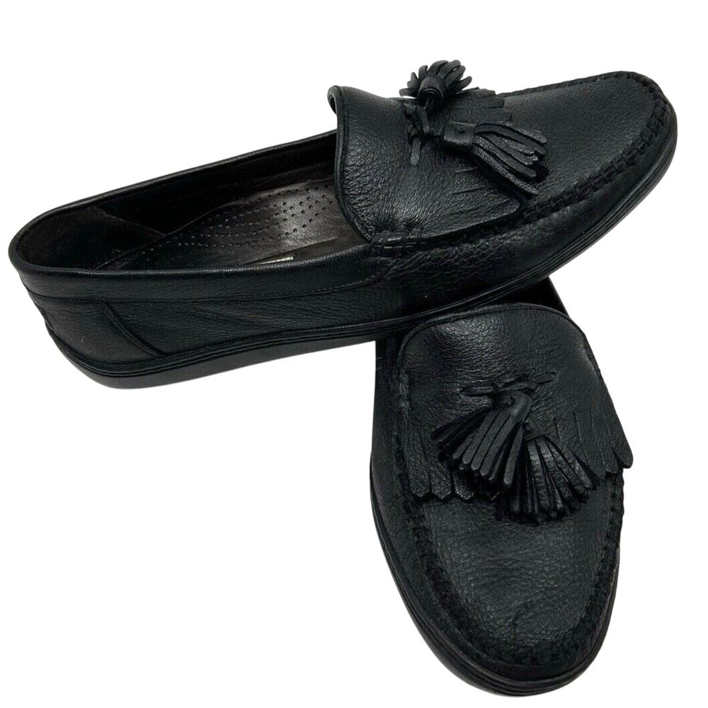 Bragano Driving Loafer Leather Tassel Shoe Men's 8.5M Black Made in Italy